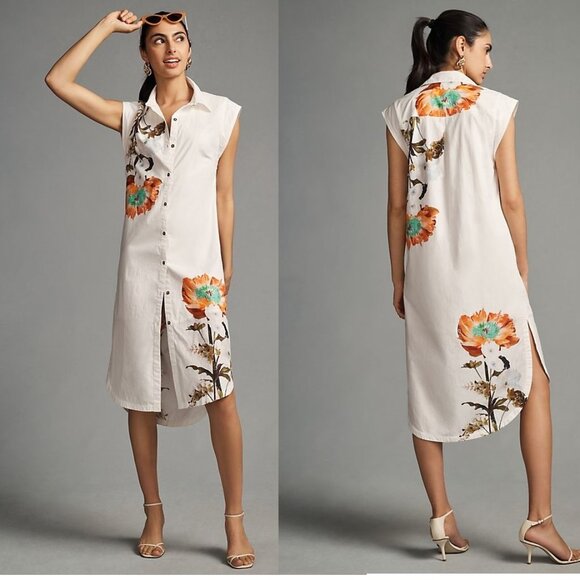 Anthropologie Maeve Sleeveless Midi Shirt Dress NEW with tag nwt size PL LP - Picture 1 of 8